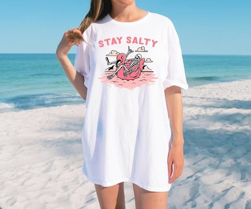 Stay Salty Tee, Salty Skeleton T-shirt, Beach Tee, Salty T-shirt, Funny Skeleton Beach Tee Hoodie, Sweatshirt