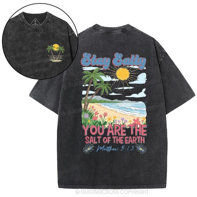 Stay Salty You Are TNF Salt FOG TNF Earth Tee Pure Cotton Fabric Casual Streetstyle Crew Neck Short Sleeve T-Shirt Trendy...