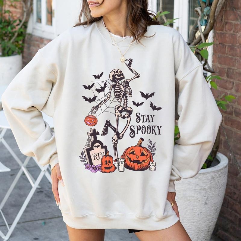 Stay Spooky Sweatshirt, Stay Spooky Skeleton Dancing Halloween Shirt, Gift For Halloween, Halloween Sweatshirt, Stay...