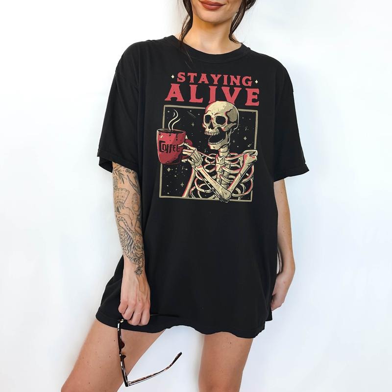 Staying Alive  - T-Shirt, Unisex T-Shirt, Funny Tee, Comfortable Shirt Hoodie, Sweatshirt | RetroVerseTees.com