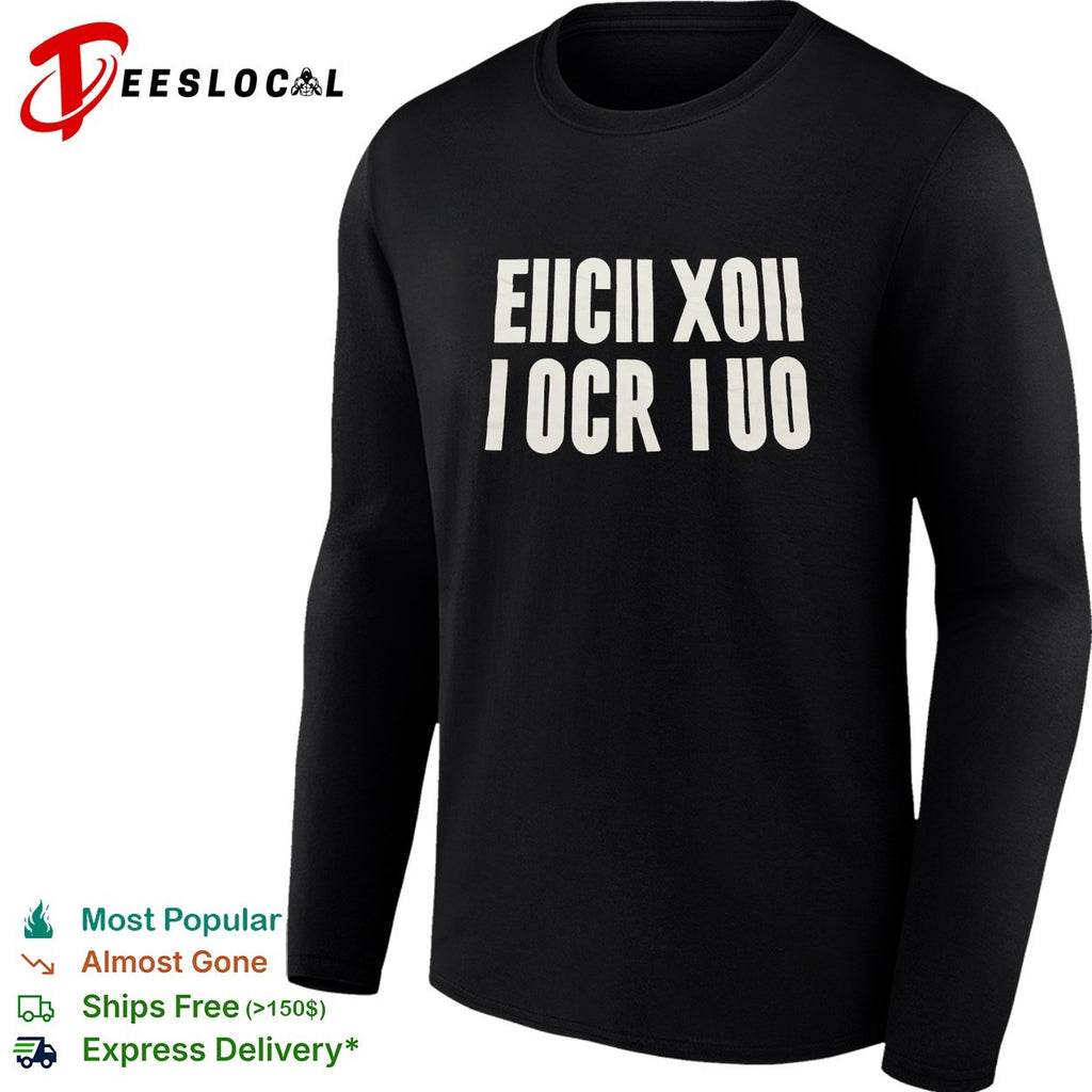 Stencil block letters abstract text shirt