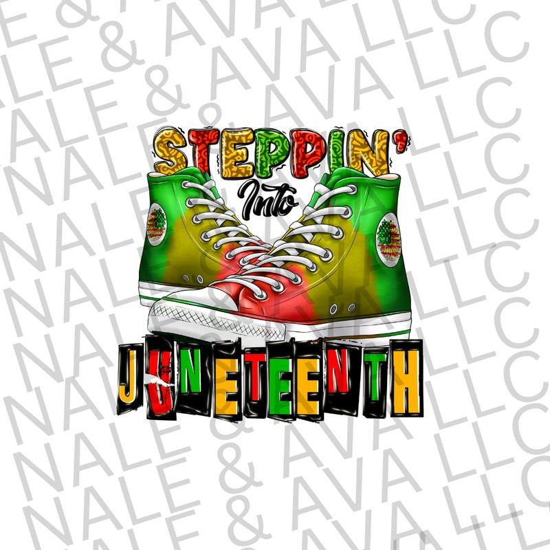 Steppin Into Juneteenth Chucks DTF Transfer T-Shirts, Hoodie, Sweatshirt | RetroVerseTees.com