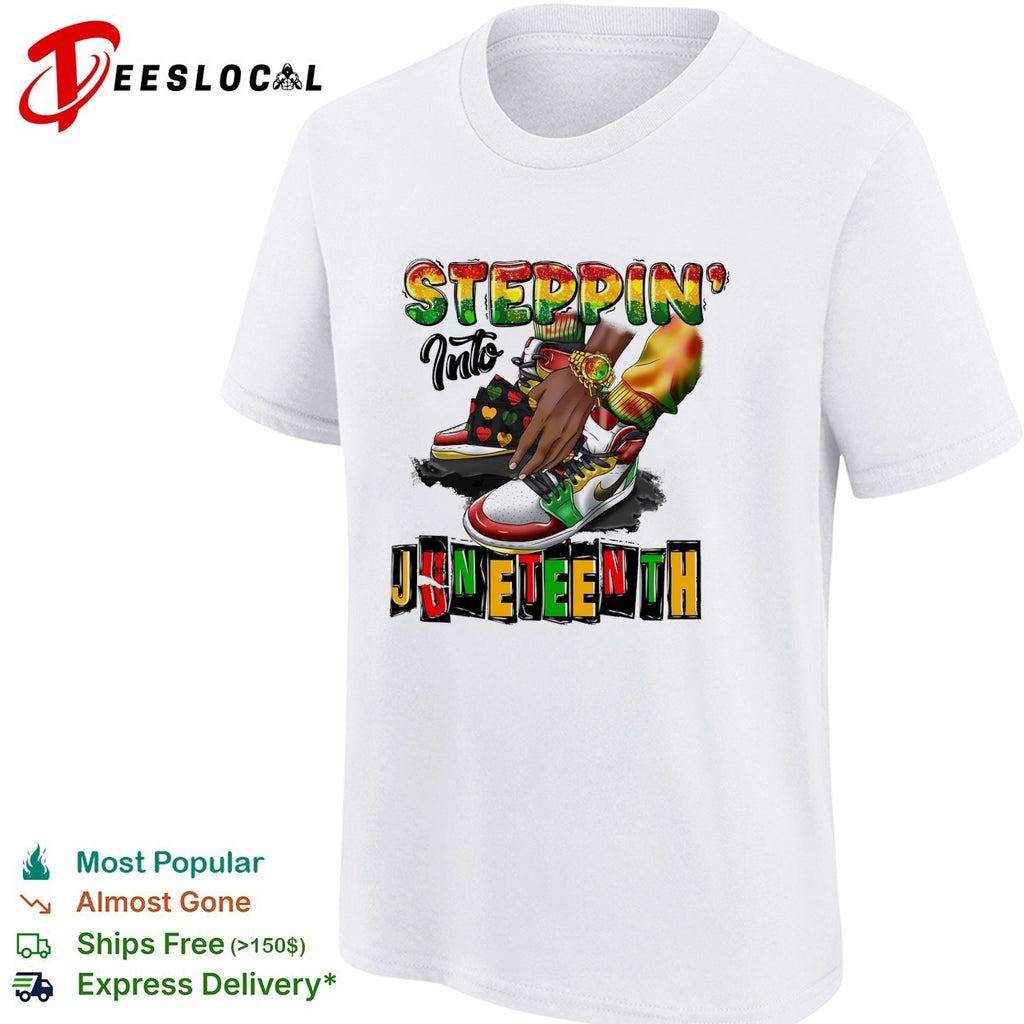 Steppin Into Juneteenth watch and outfit with African flag pattern retro shirt