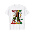 Stepping Into Juneteenth Afro Woman Black Girls High Heel Lightsaber brand Shirt Cotton Casual Tshirts Crewneck...