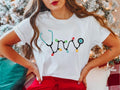 Stethoscope Christmas T-Shirt, Christmas Stethoscope Nurse Shirt, Christmas Lights Tee, Christmas Nursing Tee, Xmas Nurse...
