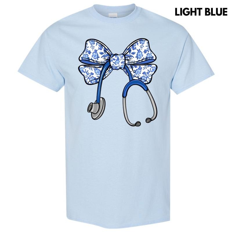 Stethoscope Florals Gildan Short Sleeve T-Shirt 'NLB' Hoodie, Sweatshirt | RetroVerseTees.com