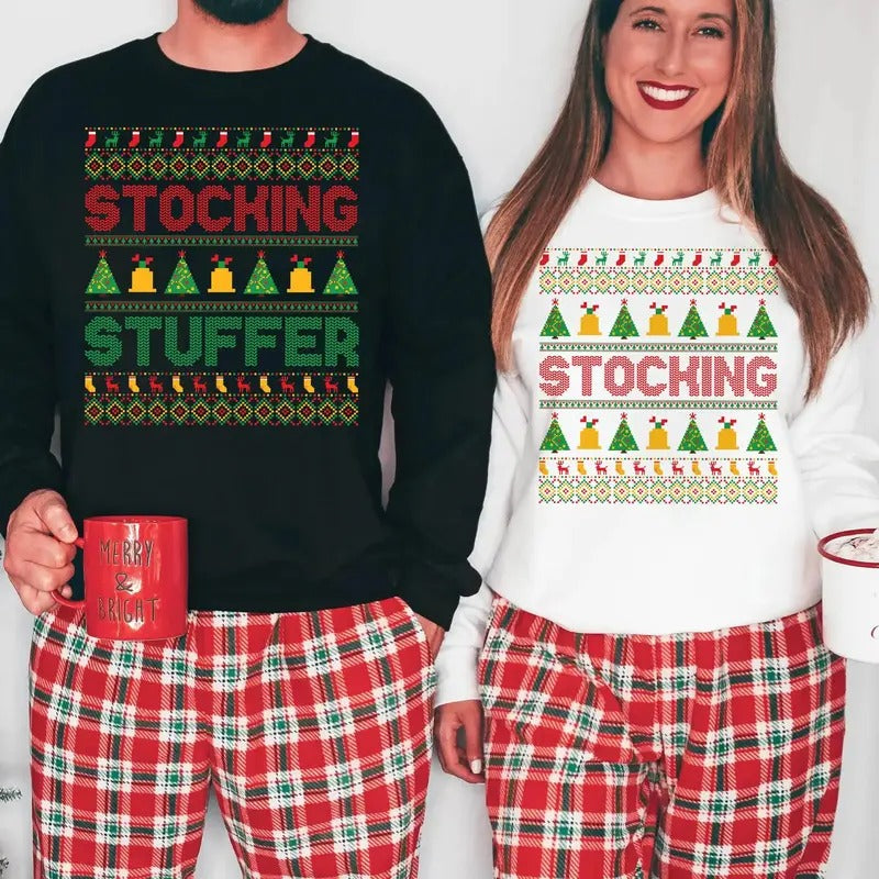 Stocking Stuffer Matching Couple Sweatshirt, Her Stocking Stuffer Shirt, Funny Matching Christmas Couple Sweatshirt,...