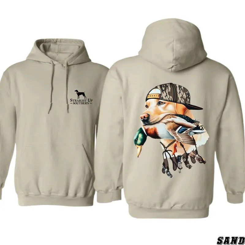 Straight Up Southern Hoodie,  Bold Hunting Dog With Duck Hoodie, Perfect For Outdoor Enthusiasts And Waterfowl Hunters,...