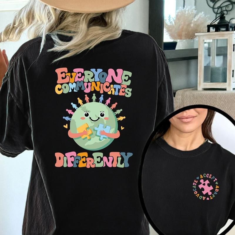Straw hat pirates Communicates Differently Tops, Comfort Autism Short Sleeve Lightsaber brand Shirt, Comfort Autism Tee,...