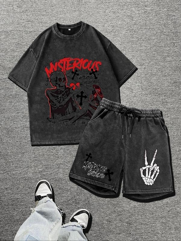 Straw hat pirates Set Men'WB shield Regular Fit Skull Print Short Sleeve T-shirt & Shorts, Casual Fashion Cozy Breathable...