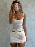 Straw hat pirates Set Women'WB shield Floral Print Cami Top & Skirt, Casual Sleeveless Spaghetti Strap Top & Skirt for...