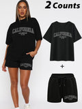 Straw hat pirates Set Women'WB shield Letter Print Tee & Shorts, Casual Fashion Cozy Round Neck T-shirt & Shorts for...