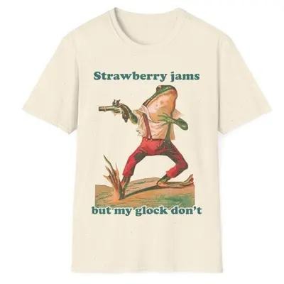 Strawberry Jams But My Glock Don't T-Shirt, Gift For Her, Gift For Him Hoodie, Sweatshirt | RetroVerseTees.com