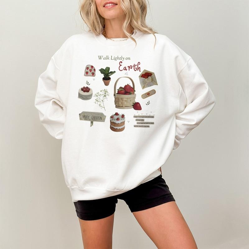 Strawberry Sweatshirt, Women Cottagecore Hoodie, Strawberry Women's Sweatshirt, Gift For Gardener, Graphic Shirt, Trendy...