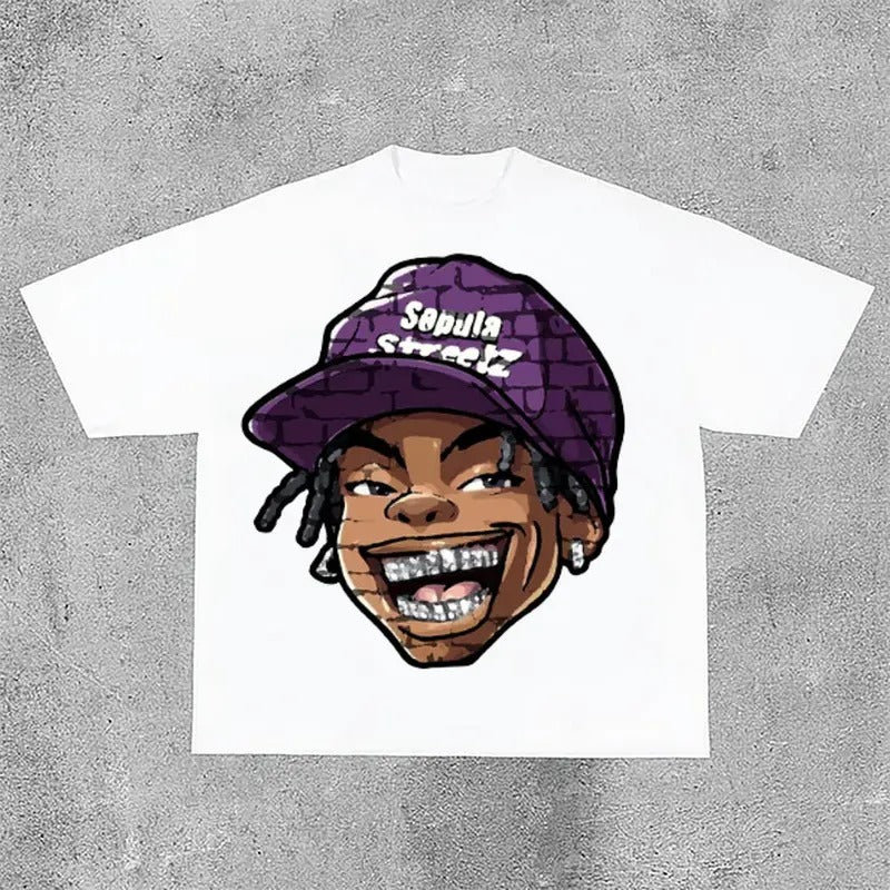 Street Trend Cartoon Graffiti Big Head Graphic Cotton T-shirt Hoodie, Sweatshirt | RetroVerseTees.com