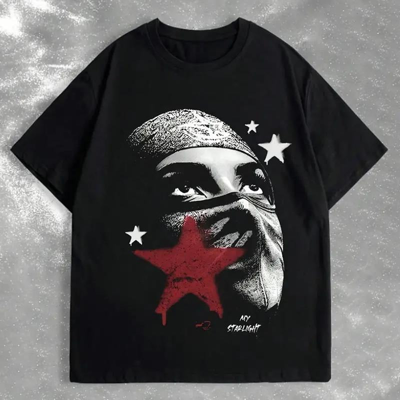 Streetwear Graphic T-Shirt Masked Face My Starlight Oversized Tee for Men Women Hoodie, Sweatshirt | RetroVerseTees.com