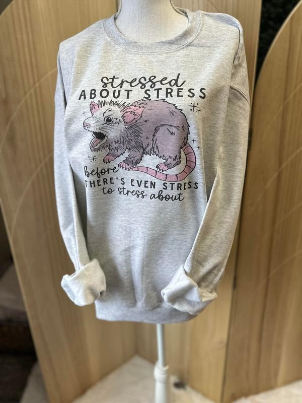 Stressed About Stress Sweatshirt - Funny Sweatshirt - Relatable T-Shirts, Hoodie | RetroVerseTees.com