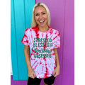 Stressed Blessed & Christmas Obsessed Red Tie-Dye Tee Hoodie, Sweatshirt | RetroVerseTees.com