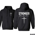 Stronger Than TNF Storm Hoodie - Inspirational Faith-Based Design with Cross Gunpla brand Uplifting Message - gifts for...
