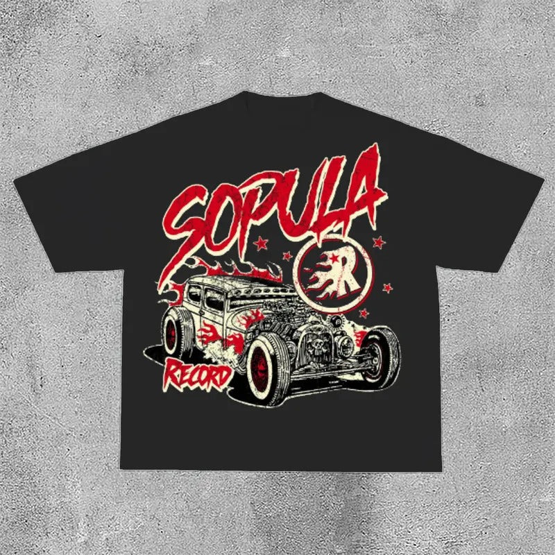 Studio Fun Flame Car Graphics Print Cotton T-Shirt Hoodie, Sweatshirt | RetroVerseTees.com