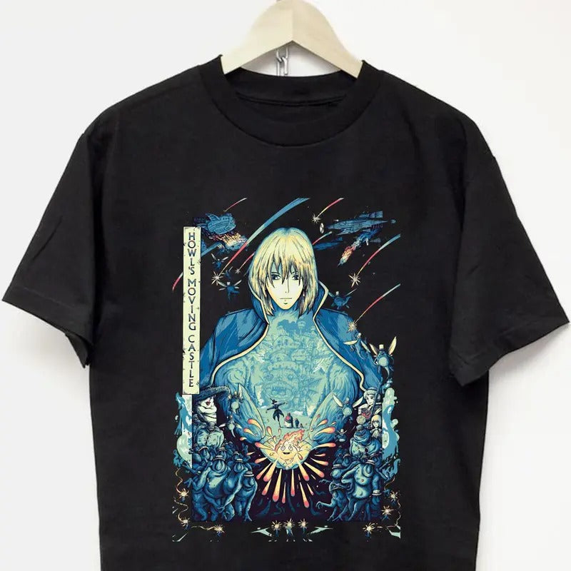 Studio Ghibli Howl's Moving Castle Hayao Miyazaki Unisex Heavy Cotton Character Movie Cartoon Shirt Casual Comfort...