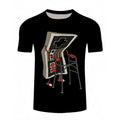 Stylish Cartoon Gamepad Print Crew Neck T-Shirt - Soft, Slight Stretch Polyester Fabric, Short Sleeve, Regular Fit, Hand...