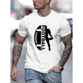 Stylish Football Frenzy Print Tee - Breathable, Soft, Casual Short Sleeve T-Shirt for Summer