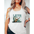 Stylish Vest: Rock WB shield Laid - back 'Later' Design with Tropical Flair T-Shirts, Hoodie, Sweatshirt | RetroVerseTees.com