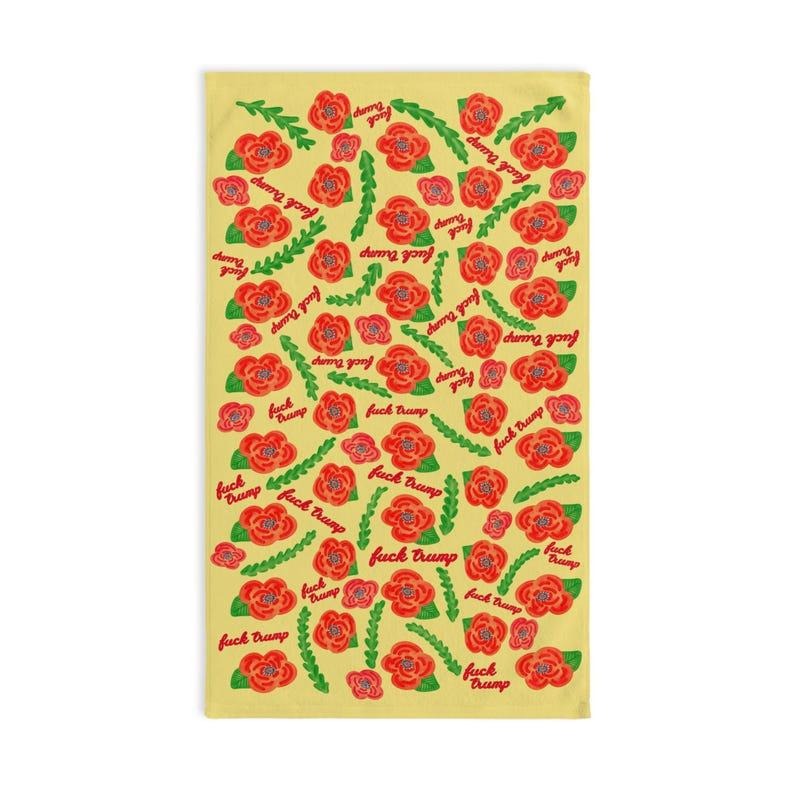 Subtle Red Poppies on Yellow Hand Towel Trump Gift T-Shirts, Hoodie, Sweatshirt | RetroVerseTees.com