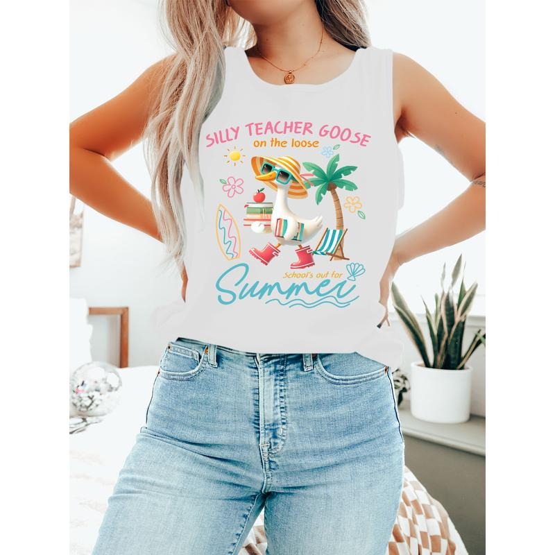 Summer - TNF Fun Vest: Silly Teacher Goose Pocket monsters TNF Loose, School'WB shield out for Summer style 02 T-Shirts,...