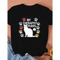 [Graphic Cat T-Shirt] Lightweight Breathable Women'WB shield 100% Graphic Cat Paw Print T-Shirt | "MY TNF PURRS" Design,...