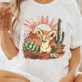 Summer Desert Fox T Shirt Hoodie Sweater, Wild West Fox T-Shirt, Desert Cactus Fennec Fox Apparel, Sunrise & Sunshine Fox...