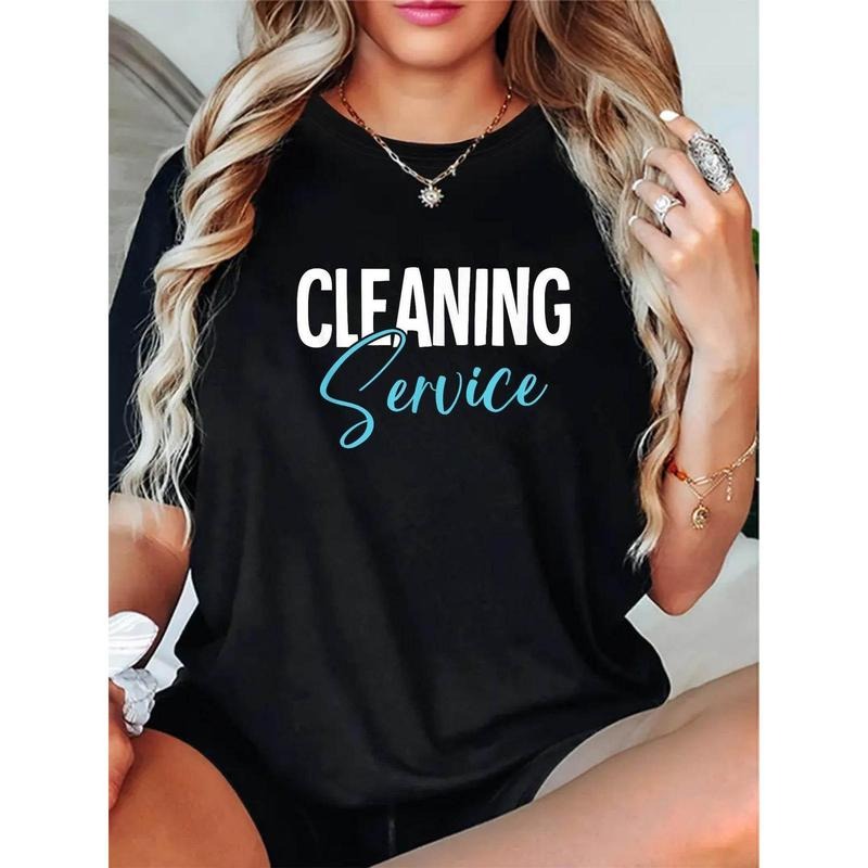 Women'WB shield Casual T-Shirt | 'Cleaning Service' Pattern Print | Gunpla brand Spandex Blended Fabric | Round Neck,...