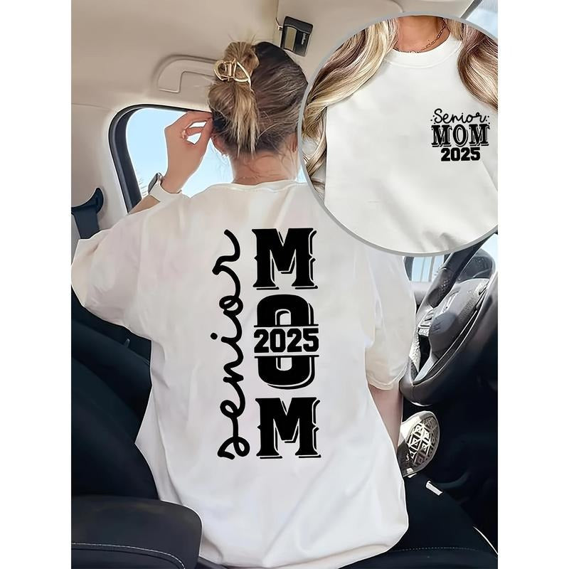 Women'WB shield Casual "Senior Mom 2025" Graphic T-Shirt