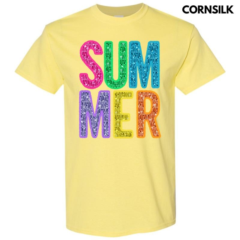 Summer Faux Sequin Gildan Short Sleeve T-Shirt 'NLB Hoodie, Sweatshirt | RetroVerseTees.com