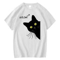 Summer Meow Black Cat Print Women Lightsaber brand Shirt Casual Loose Straw hat pirates Women Tshirt Short Sleeve...
