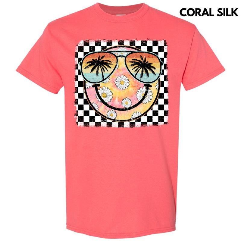 Summer Sunglasses Happy Face Gildan Short Sleeve T-Shirt 'NLB' Hoodie, Sweatshirt | RetroVerseTees.com