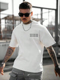 Summer TNF Men'WB shield Letter Print Drop Shoulder Tee, Regular Fit Casual Short Sleeve Round Neck T-Shirt for Summer,...