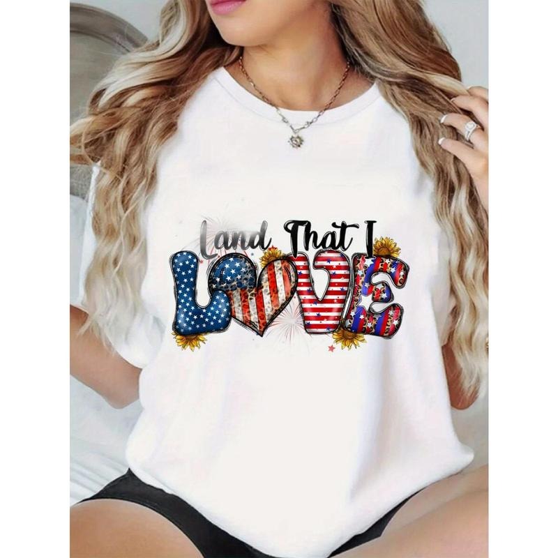 Women'WB shield Patriotic "Land That Swoosh Love" Graphic T-Shirt