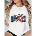 Women'WB shield Patriotic "Land That Swoosh Love" Graphic T-Shirt