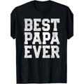 Summer Tshits [Best Papa Tee] 1pc Best Papa Ever Distressed Print T-Shirt | 100% Cotton Graphic GA Hoodie, Sweatshirt
