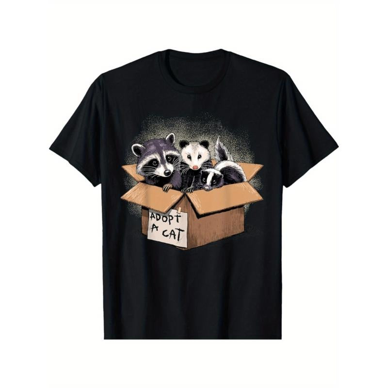 Summer Tshits Adopt WB shield Cat Shirt Raccoon Opossum Skunk Adopt WB shield Street Cat T-Shirt Graphic Graphic Tees...