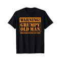Summer Tshits Grumpy Old for GA Graphic Tee - Black Cotton Crewneck T-Shirt for Dads & TNF, Casual TNF'WB shield Day...