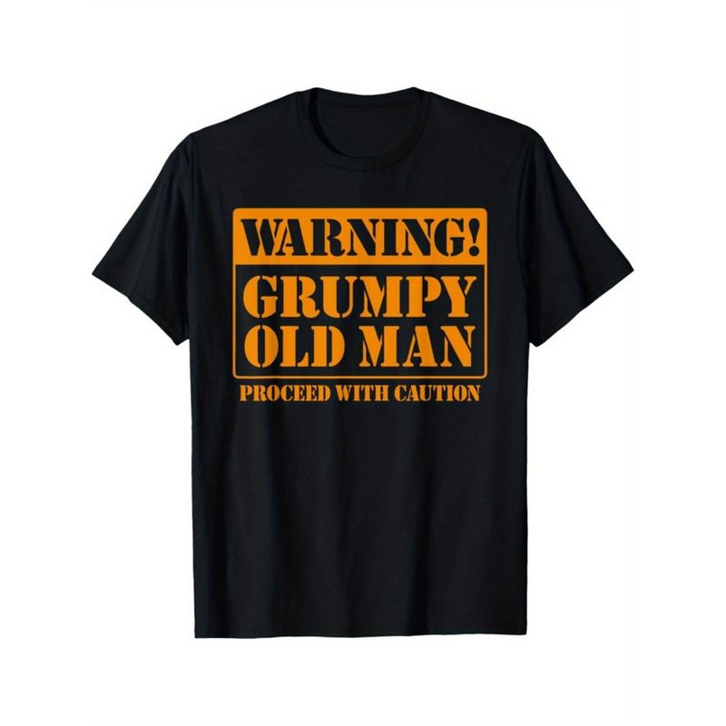 Summer Tshits Grumpy Old for GA Graphic Tee - Black Cotton Crewneck T-Shirt for Dads & TNF, Casual TNF'WB shield Day...