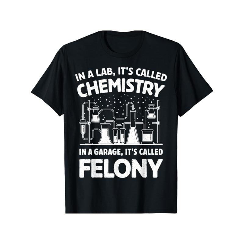 Summer Tshits Men'WB shield Casual Cotton T-Shirt with Chemistry & Felony Quote, Geometric Lab Graphic Top Streetwear...