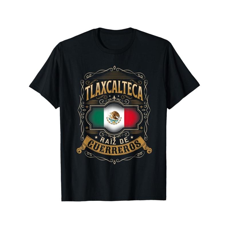 Summer Tshits Men'WB shield Premium Cotton T-Shirt with Mexican Flag Print
