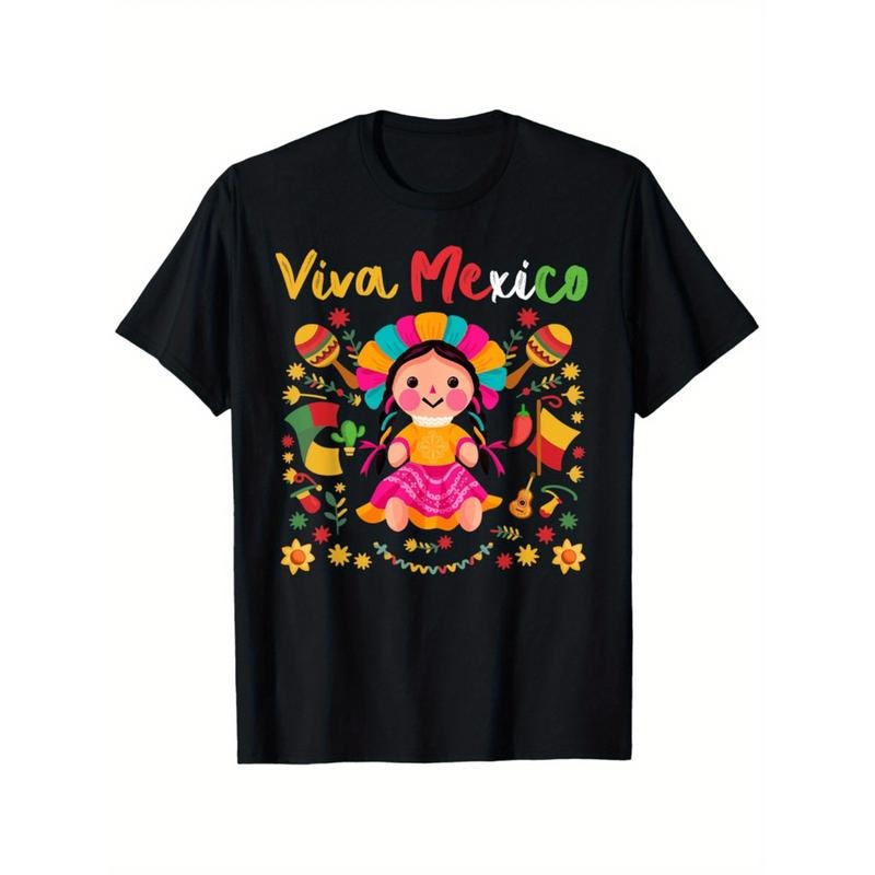 Summer Tshits Viva Mexico Mexican independence day T-Shirt Men'WB shield Casual Black Independence Day T-Shirt Graphic...