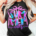 Summer Vibes T-Shirt, Retro Beach , Coquette Aesthetic, Hello Summer Checkered Brushstroke T-Shirt, Coastal Vacation...