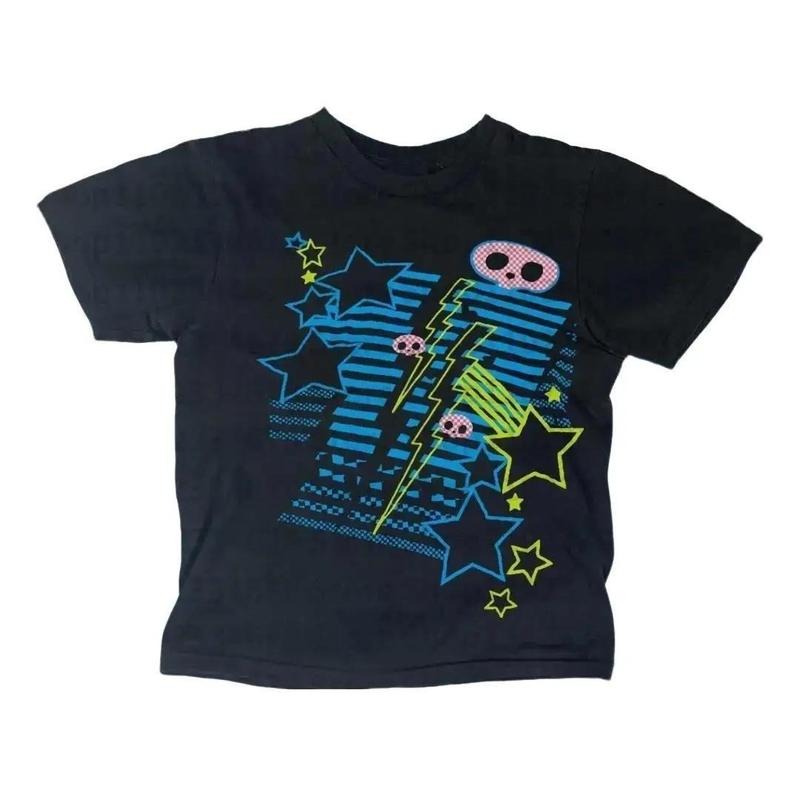 Summer Vintage Women Casual Baby Tee, Gothic Emo Girl Tops, Grunge 2000s, Emo Scene 2000s Clothes, Y2k Top Women...