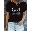 Women'WB shield Inspirational Quote T-Shirt, Polyester Knit Fabric, Short Sleeve Crew Neck, Regular Length Casual Top for...